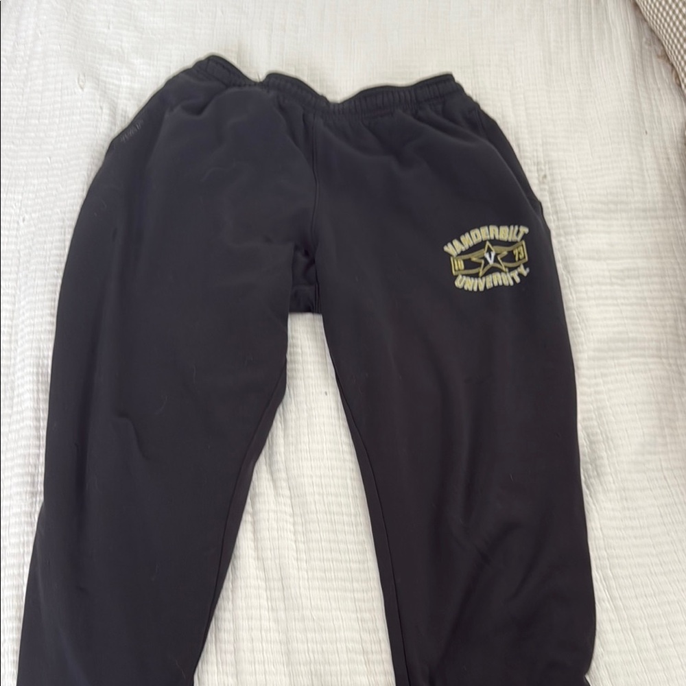 Black Sweatpants with Elasticated Cuffs and Relaxed Fit